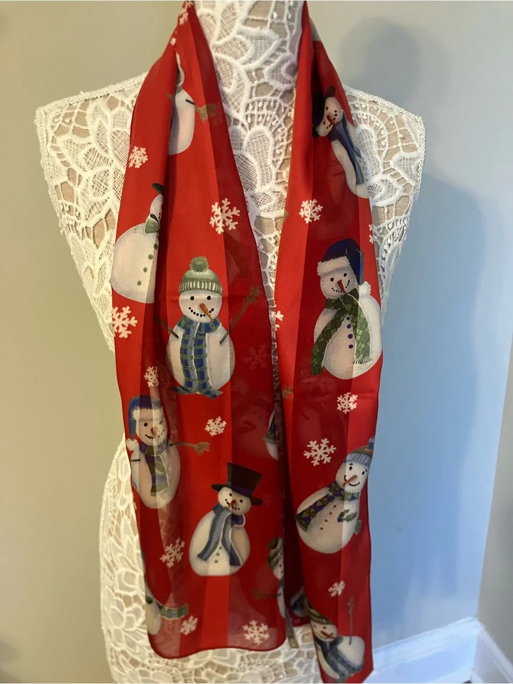 Red Snowman Holiday Scarf
